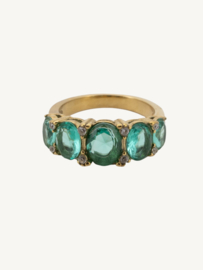 Ovaal Stenen Vintage Aqua Ring - ATLITW