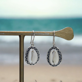 Cowrie Shell Sterling Silver Earrings