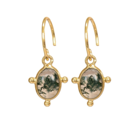 Armelle Moss Agate Gold Vermeil Earrings / Muja Juma