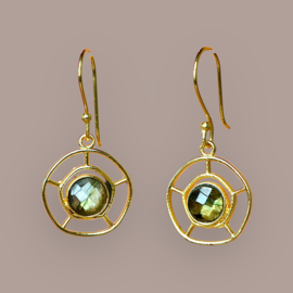 Mystic Wheel Labradoriet Oorbellen - Gold Plated