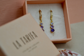 Purple Ombre Drop Oorbel  - Gold Plated