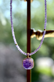 Amethist Luz Flor Ketting - Gold Vermeil