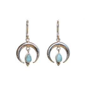 Larimar Crescent Earrings Sterling Silver