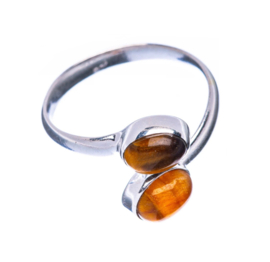 Tiger Eye 2-Stones Ring / Sterling Silver 18