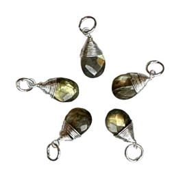 Wire Wrapped Labradorite Pendant Silver Plated (Small)