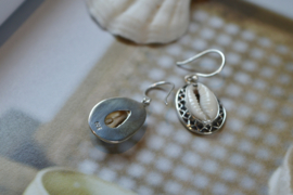 Cowrie Shell Sterling Silver Earrings