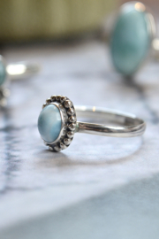 Dotted Oval Larimar Ring Sterling Silver