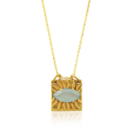 Turkish Eye Chalcedony Necklace Gold Plated