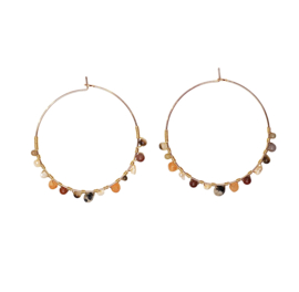 Beaded Hoops Multi Gemstones Gold Plated