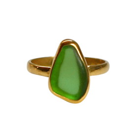 Green Sea Glass Ring Gold Vermeil 19.5