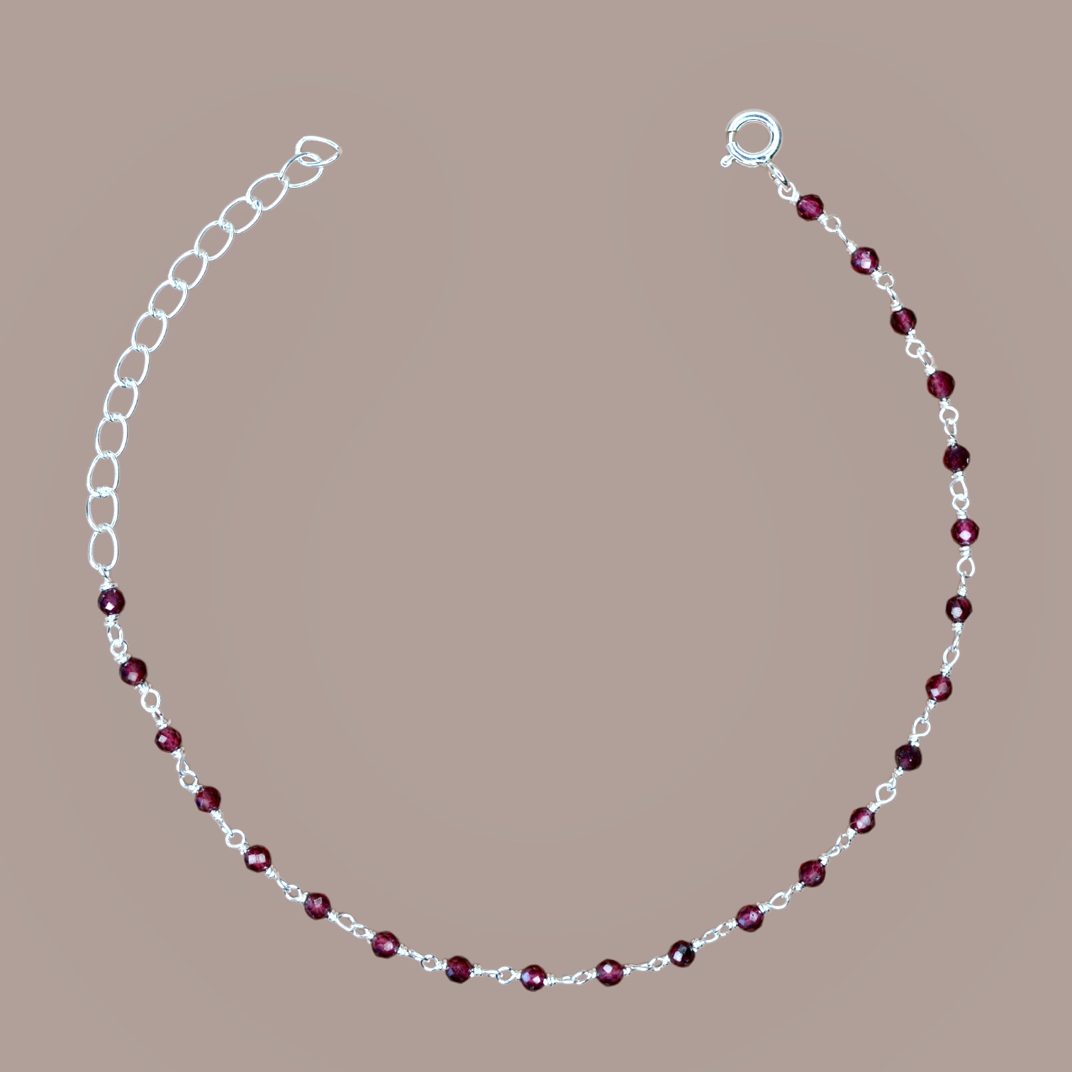 Garnet Harmonic Bracelet  Sterling Silver