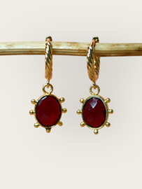 Soleya Granaat Oorbellen - Gold Plated