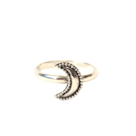 DOTTED MOON RING STERLING SILVER