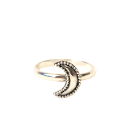 Dotted Moon Ring Sterling Silver