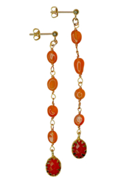 Sunset Carneool Oorstekers - Gold Plated