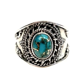 Turquoise  Boho Ring Sterling Silver