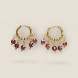 Garnet Gypsy Gold Stainless Steel Hoops