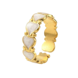 Enamel Heart Ring - Stainless Steel Goud