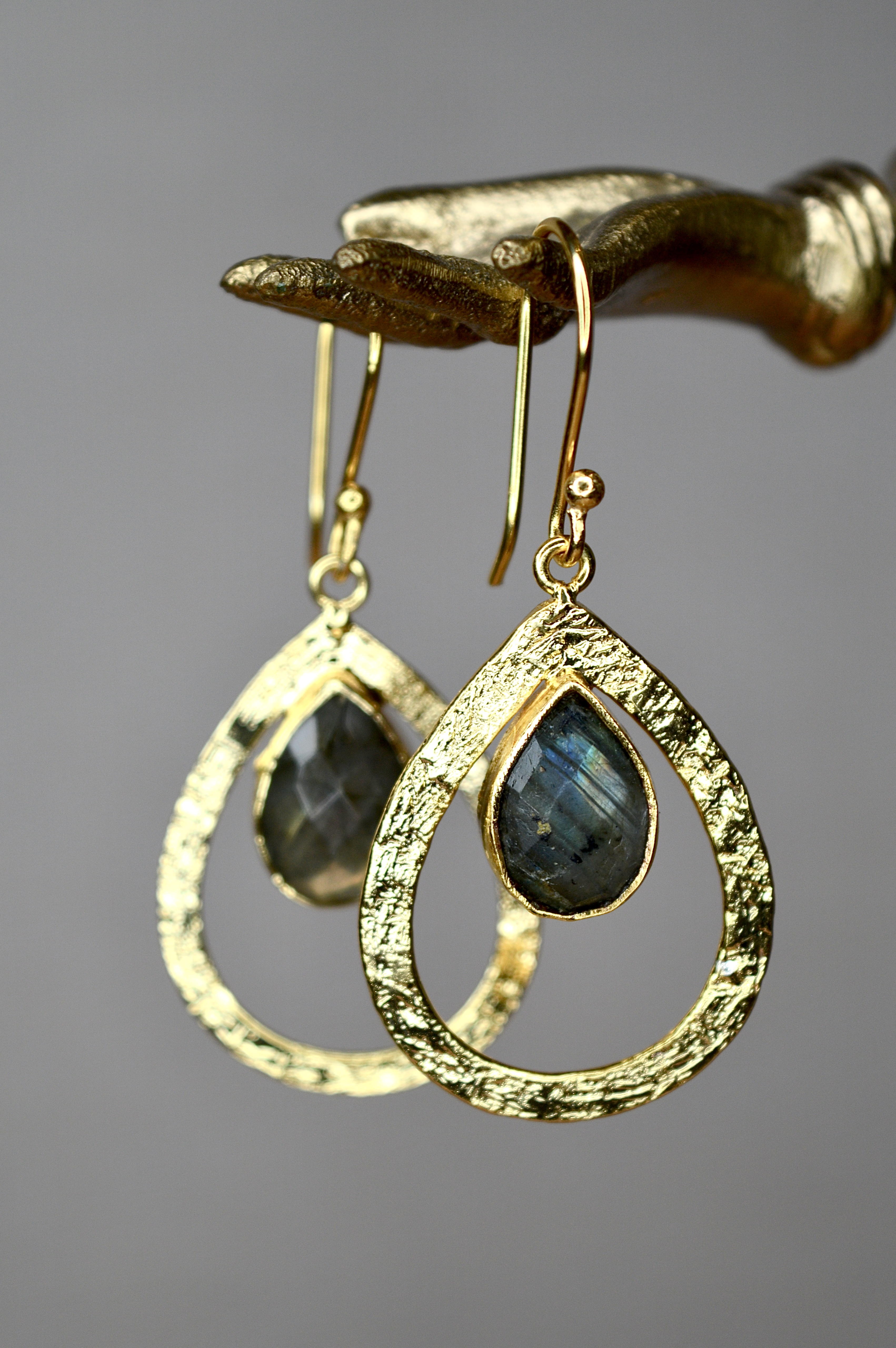 Riva Kashi Labradorite Earrings Gold Plated