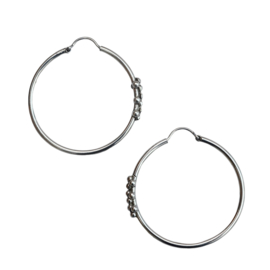 Large Dotted Bali Hoops Sterling Silver Oorbellen