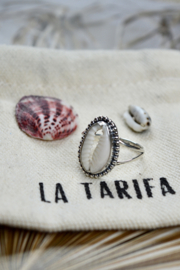 Dotted Cowrie Shell Ring Sterling Silver