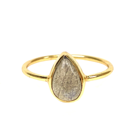 Rain Drop Labradorite Ring Gold Vermeil