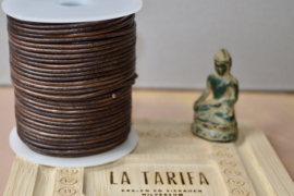 Rond Leer 2 mm Vintage Donkerbruin (per mtr)