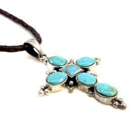 Turquoise Cross Sterling Silver Necklace