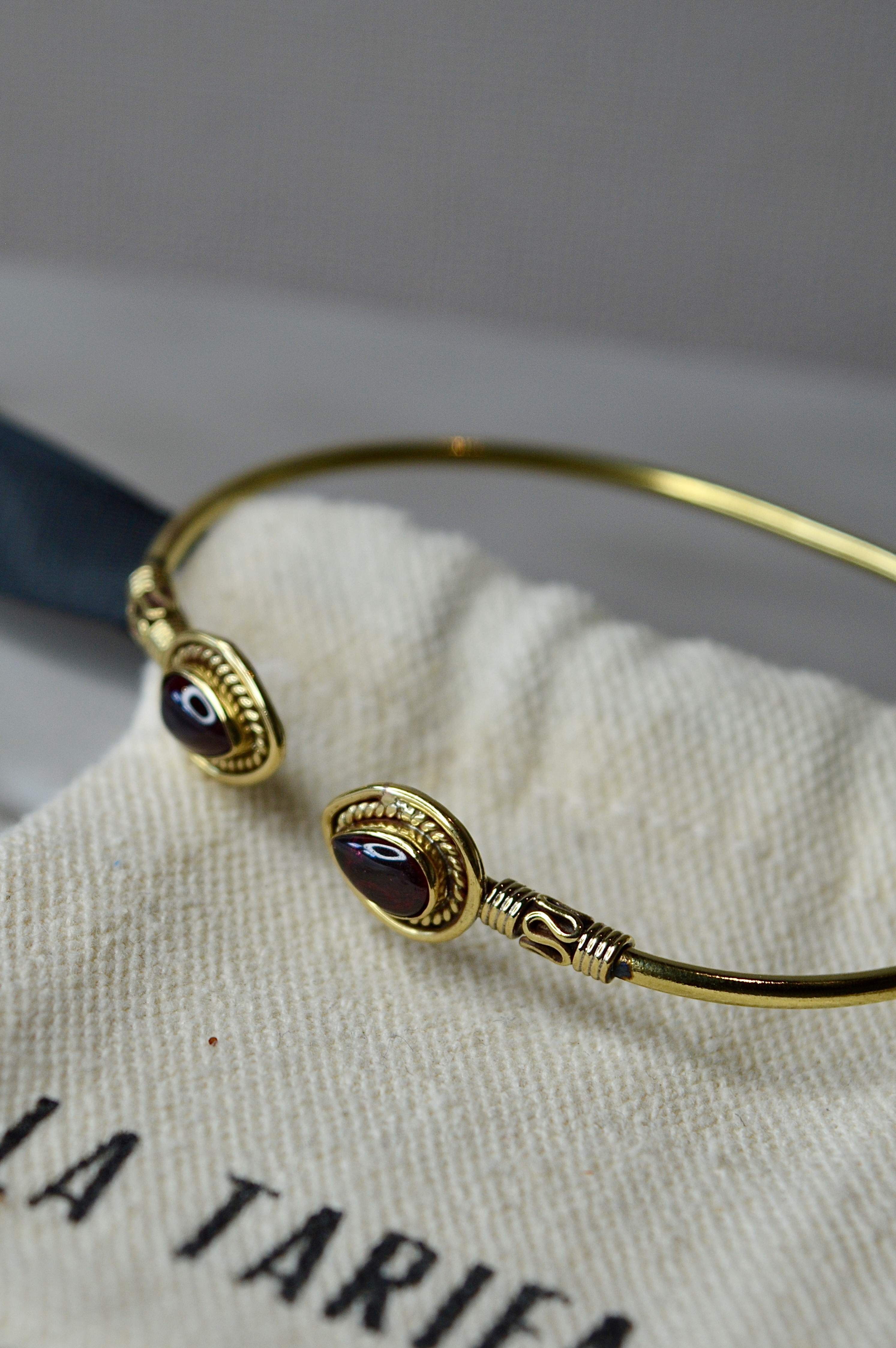 Boho Garnet Bangle Brass