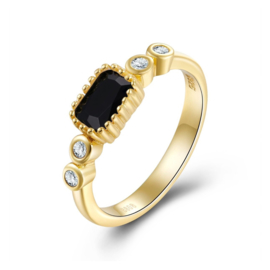 Black Onyx Multi Stone Ring Gold Vermeil