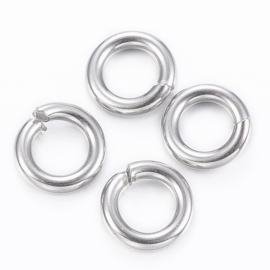 Buigringen 5x1 mm RVS Zilver, ±19 st.