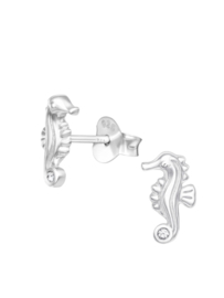 Zeepaardjes met Zirkonia Oorstekers - Sterling Zilver