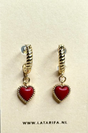 Red Heart Twisted Hoop Gold Plated