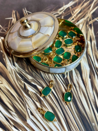 Green Onyx Small Dots Gold Vermeil Pendant