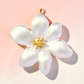 Witte Bloesem Bedel -  RVS Gold Plated