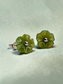 Aventurijn Bloem Oorknopjes - Sterling Silver