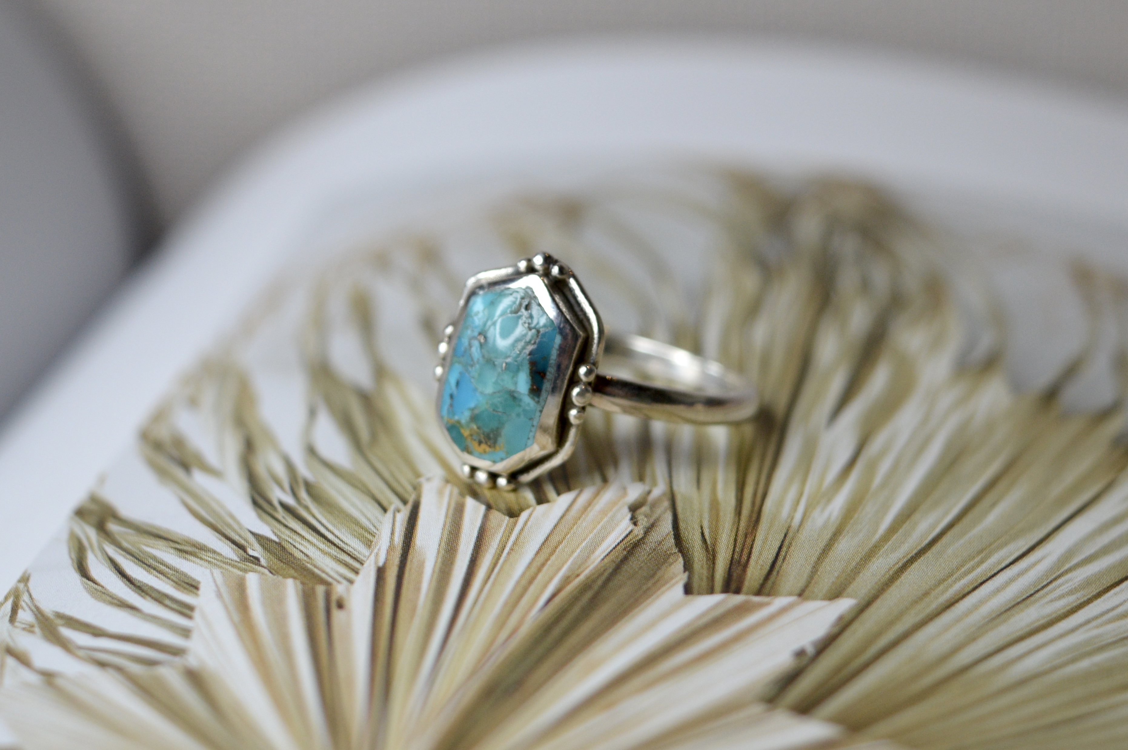 Native Mohave Turquoise Ring Sterling Silver