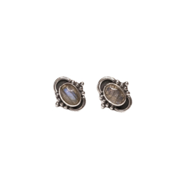 Labradorite Tiny Dots Oval Studs Sterling Silver Oorstekers