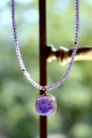 Amethist Luz Flor Ketting - Gold Vermeil