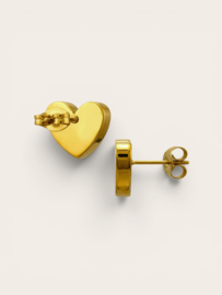 Roze Hart Oorknopjes - Stainless Steel Goud