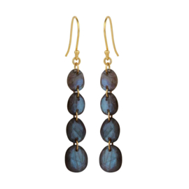 4 -Stone Labradorite Gold Vermeil Earrings / Edelsteen Oorbellen