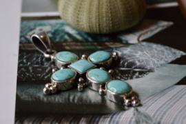 Turquoise Cross Pendant Sterling Silver