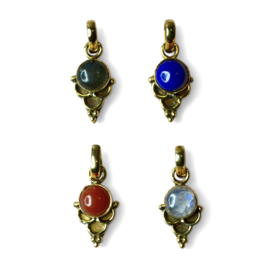 Round Gemstone Pendant Brass