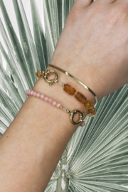 Rhodochrosiet Duo Design Ketting - Stainless Steel Goud