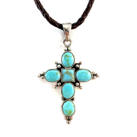 Turquoise Cross Sterling Silver Necklace