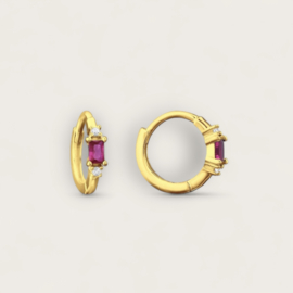 Baguette Zircon Hoops Pink Gold Vermeil