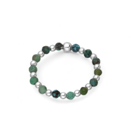 Gemstone Beaded Ring Sterling Silver