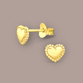 Dotted Heart Studs Gold Vermeil Oorstekers