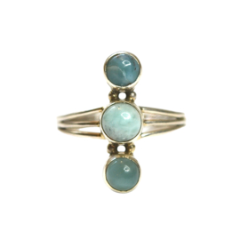 Beachy 3 Stone Ring Sterling Silver 18.25