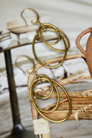 Triple Oval Earrings Brass